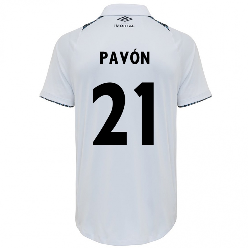 Men Football Cristian Pavón #21 White Blue Away Jersey 2024/25 T-Shirt Za