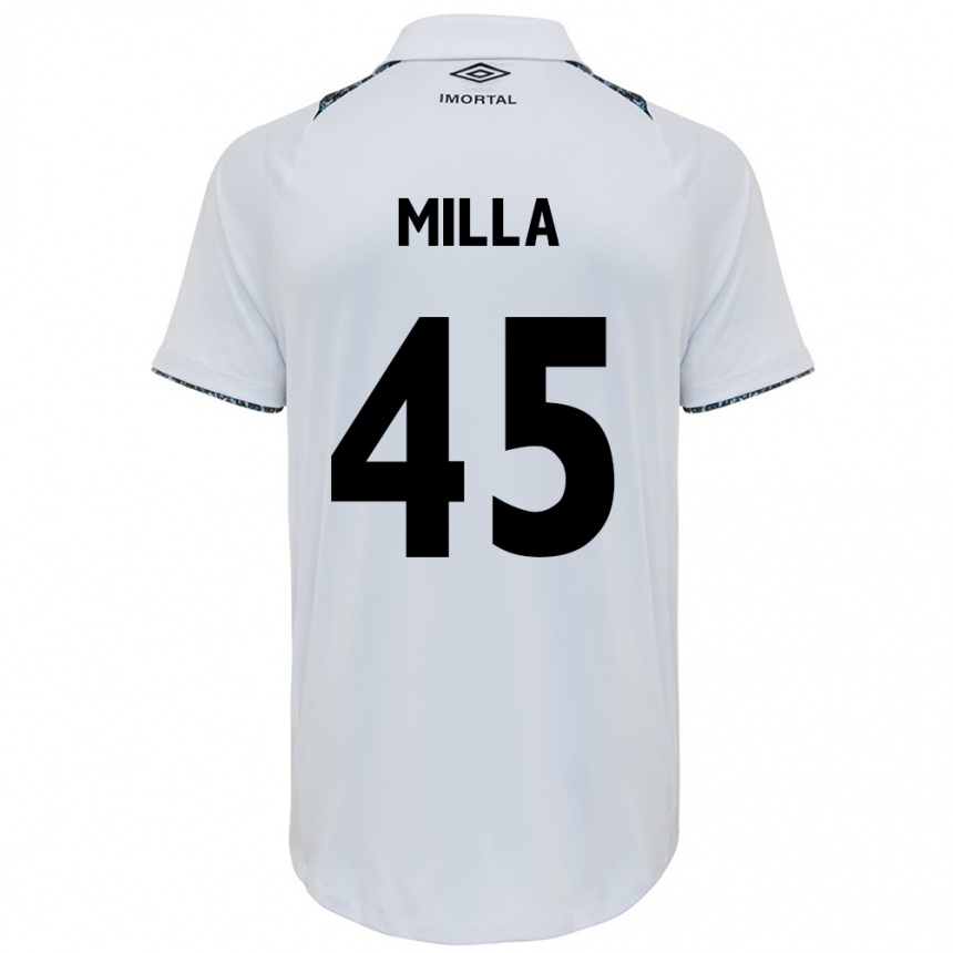 Men Football Lucas Milla #45 White Blue Away Jersey 2024/25 T-Shirt Za