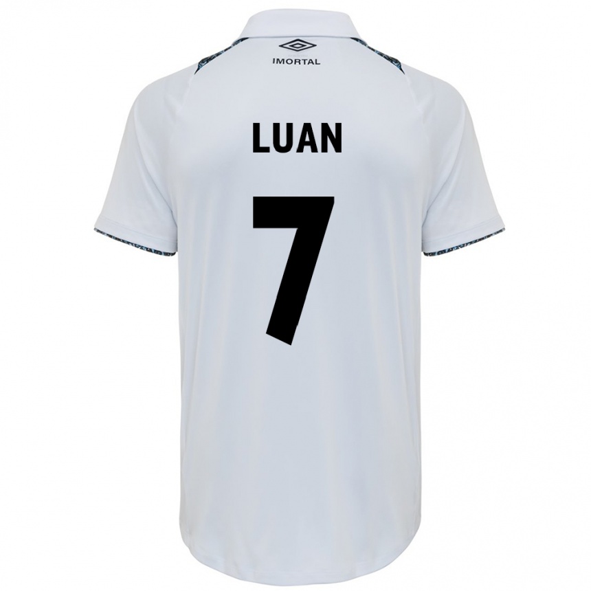 Men Football Luan #7 White Blue Away Jersey 2024/25 T-Shirt Za