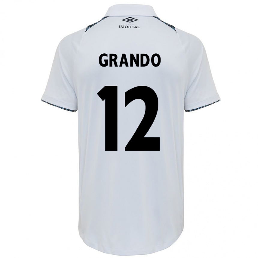 Men Football Gabriel Grando #12 White Blue Away Jersey 2024/25 T-Shirt Za