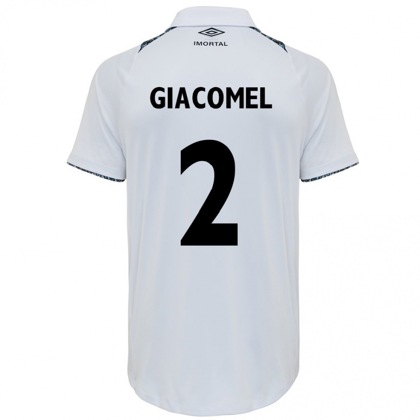 Men Football Laís Giacomel #2 White Blue Away Jersey 2024/25 T-Shirt Za