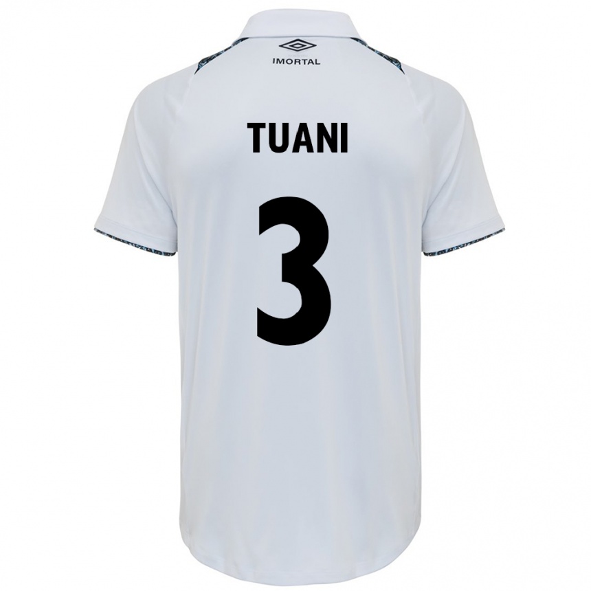 Men Football Tuani #3 White Blue Away Jersey 2024/25 T-Shirt Za