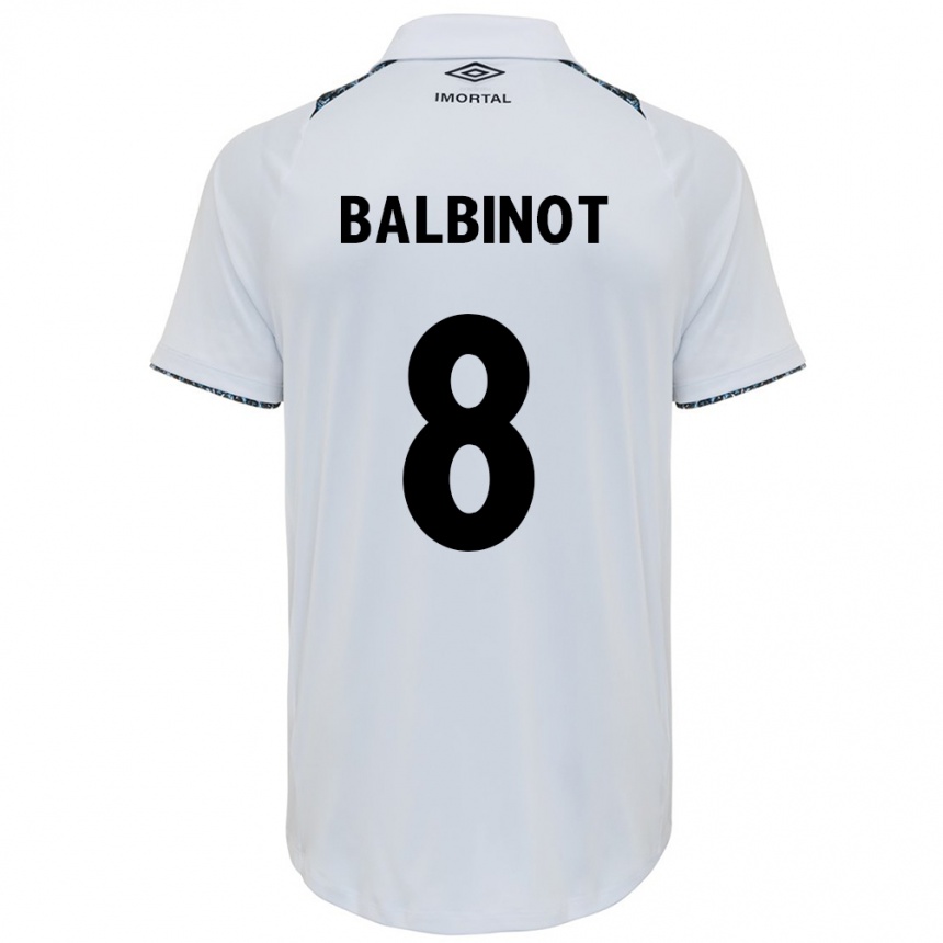 Men Football Manu Balbinot #8 White Blue Away Jersey 2024/25 T-Shirt Za