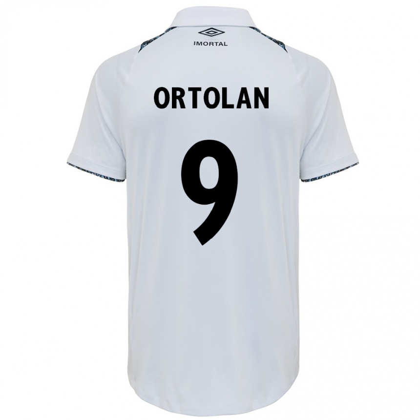 Men Football Dani Ortolan #9 White Blue Away Jersey 2024/25 T-Shirt Za