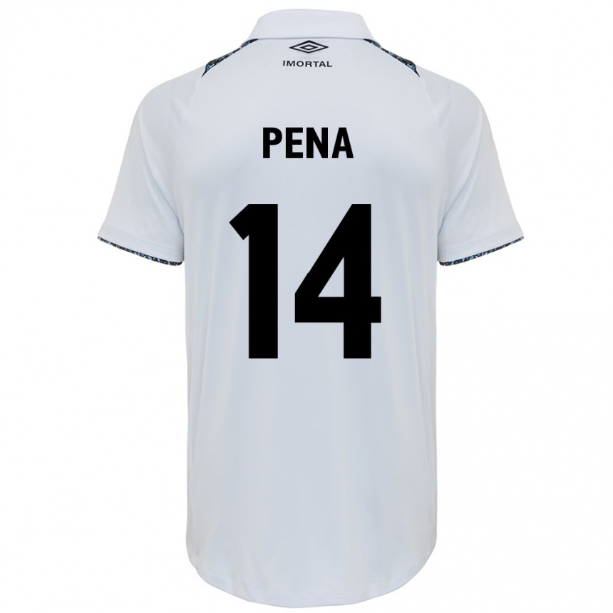 Men Football Jessica Peña #14 White Blue Away Jersey 2024/25 T-Shirt Za