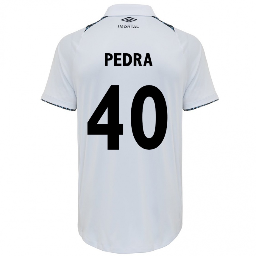 Men Football Duda Pedra #40 White Blue Away Jersey 2024/25 T-Shirt Za