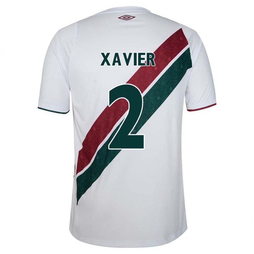 Men Football Samuel Xavier #2 White Green Maroon Away Jersey 2024/25 T-Shirt Za