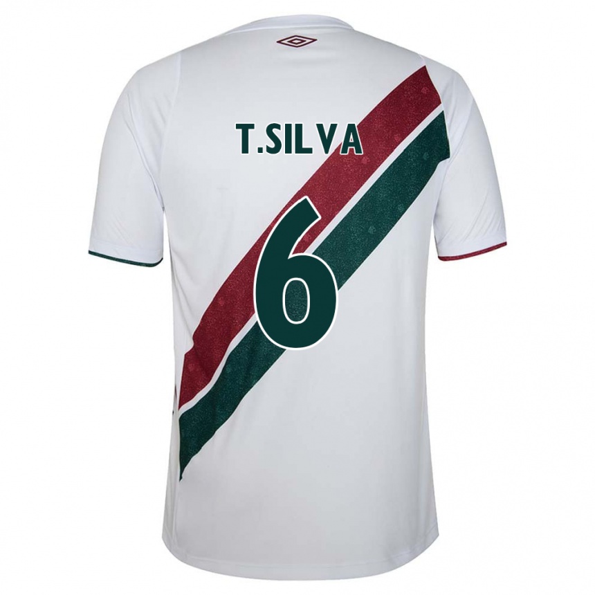 Men Football Thiago Silva #6 White Green Maroon Away Jersey 2024/25 T-Shirt Za