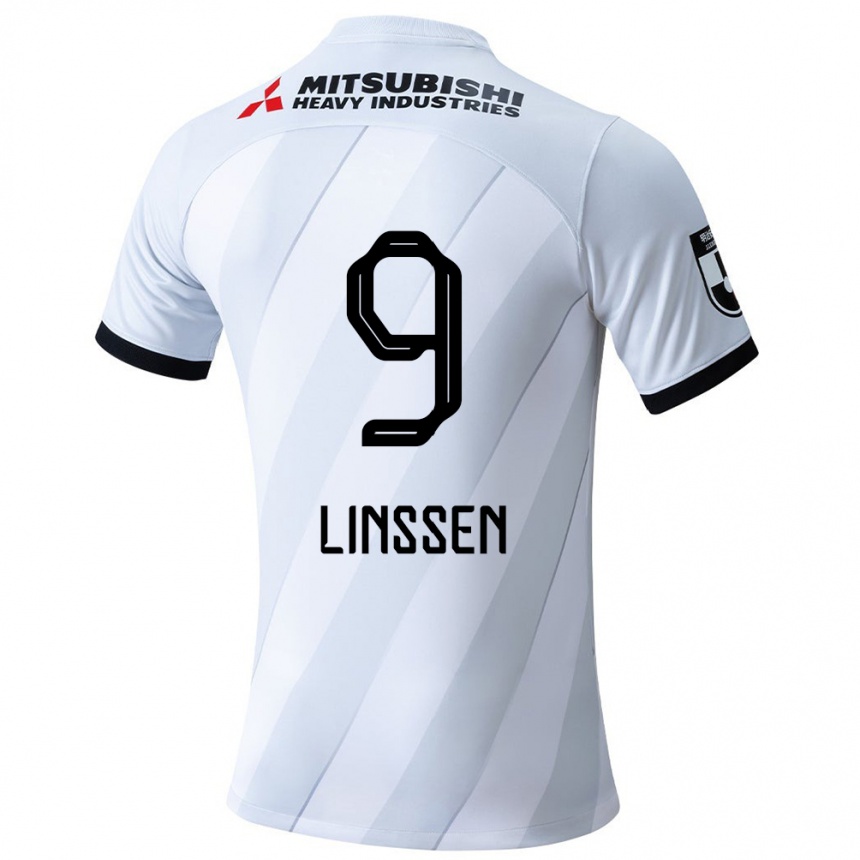 Men Football Bryan Linssen #9 White Grey Away Jersey 2024/25 T-Shirt Za