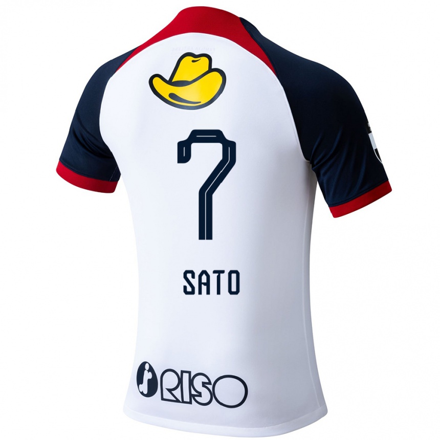 Men Football Mihiro Sato #7 White Blue Red Away Jersey 2024/25 T-Shirt Za