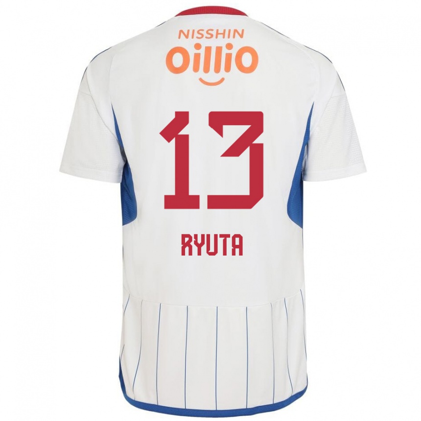 Men Football Ryuta Koike #13 White Blue Red Away Jersey 2024/25 T-Shirt Za