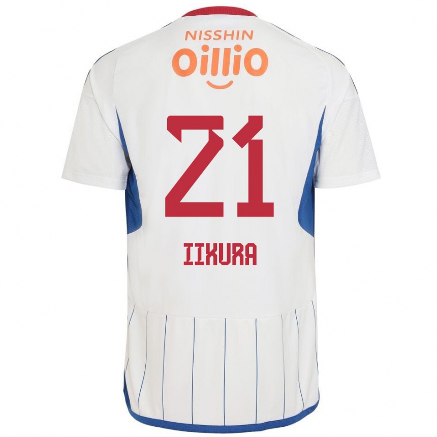 Men Football Hiroki Iikura #21 White Blue Red Away Jersey 2024/25 T-Shirt Za