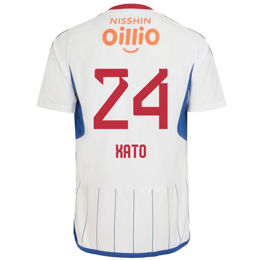 Men Football Hijiri Kato #24 White Blue Red Away Jersey 2024/25 T-Shirt Za