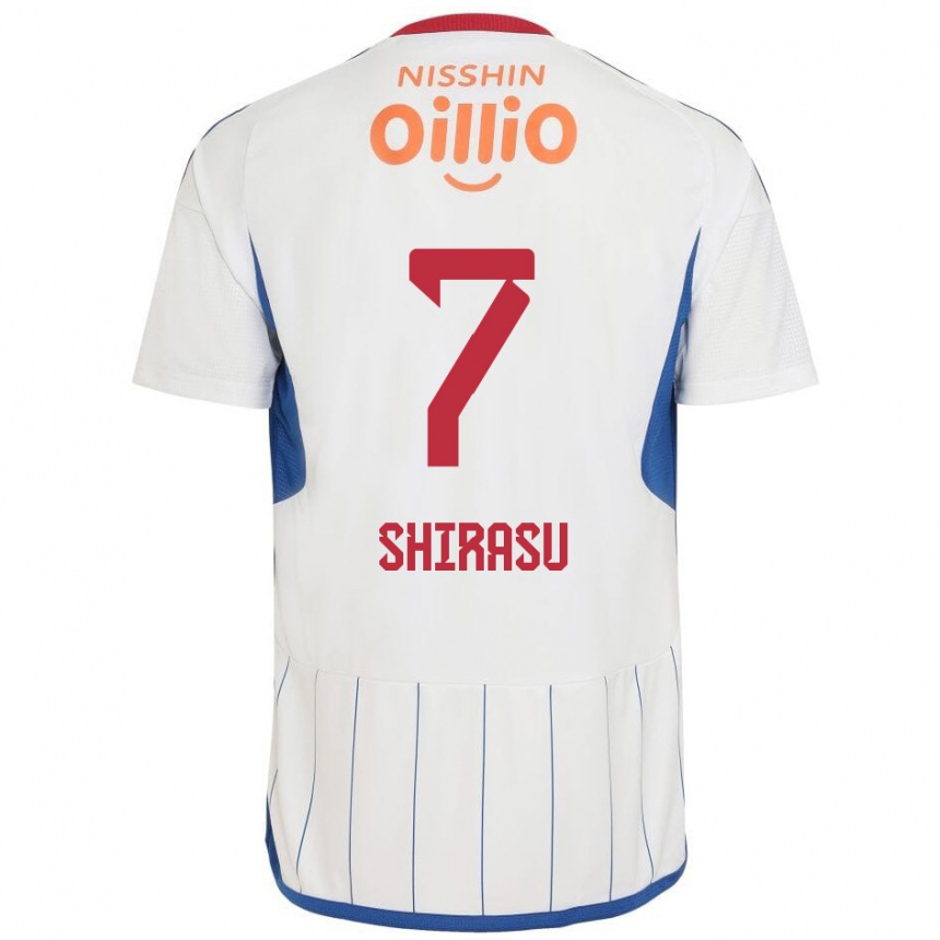 Men Football Kento Shirasu #7 White Blue Red Away Jersey 2024/25 T-Shirt Za