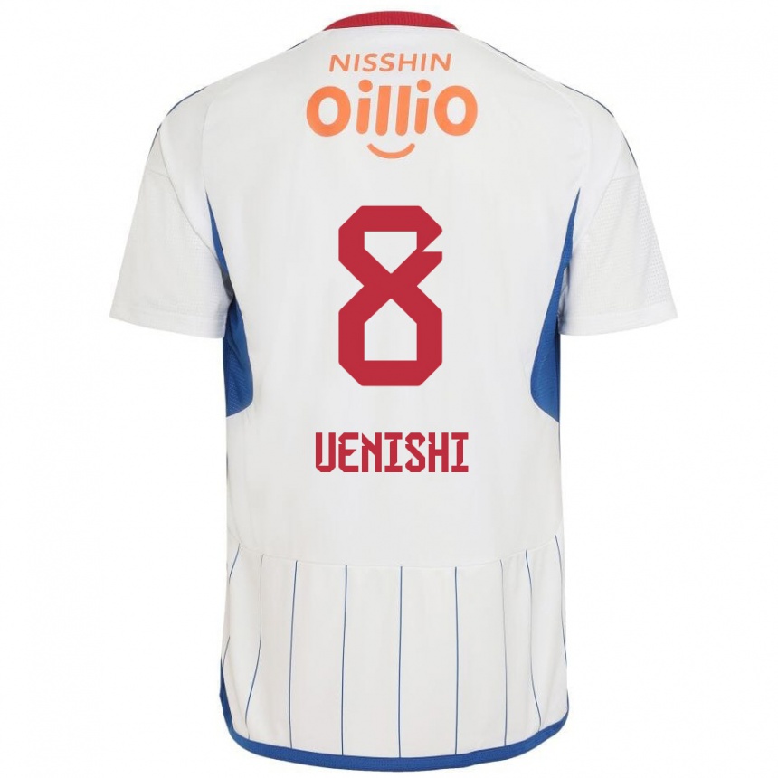 Men Football Haruki Uenishi #8 White Blue Red Away Jersey 2024/25 T-Shirt Za