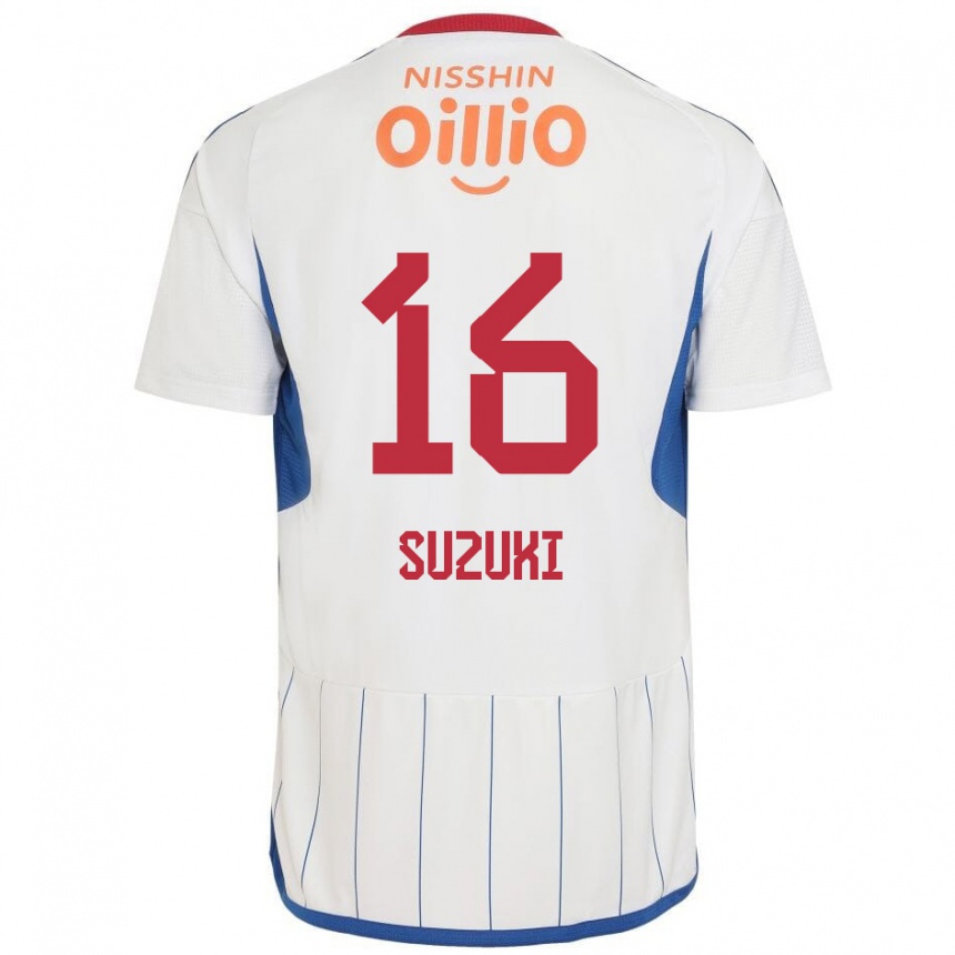 Men Football Kai Suzuki #16 White Blue Red Away Jersey 2024/25 T-Shirt Za