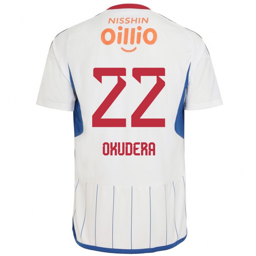 Men Football Minato Okudera #22 White Blue Red Away Jersey 2024/25 T-Shirt Za