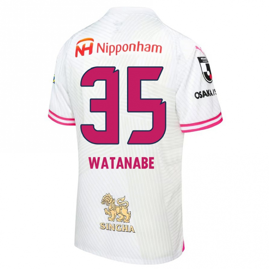 Men Football Ryo Watanabe #35 White Pink Away Jersey 2024/25 T-Shirt Za