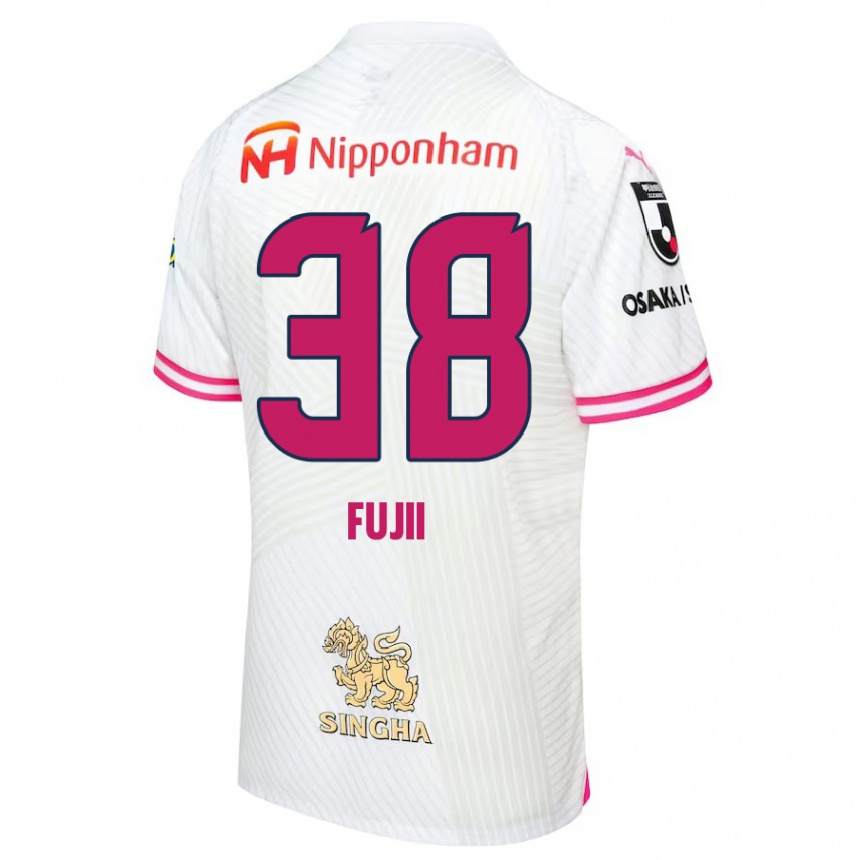 Men Football Ryuya Fujii #38 White Pink Away Jersey 2024/25 T-Shirt Za