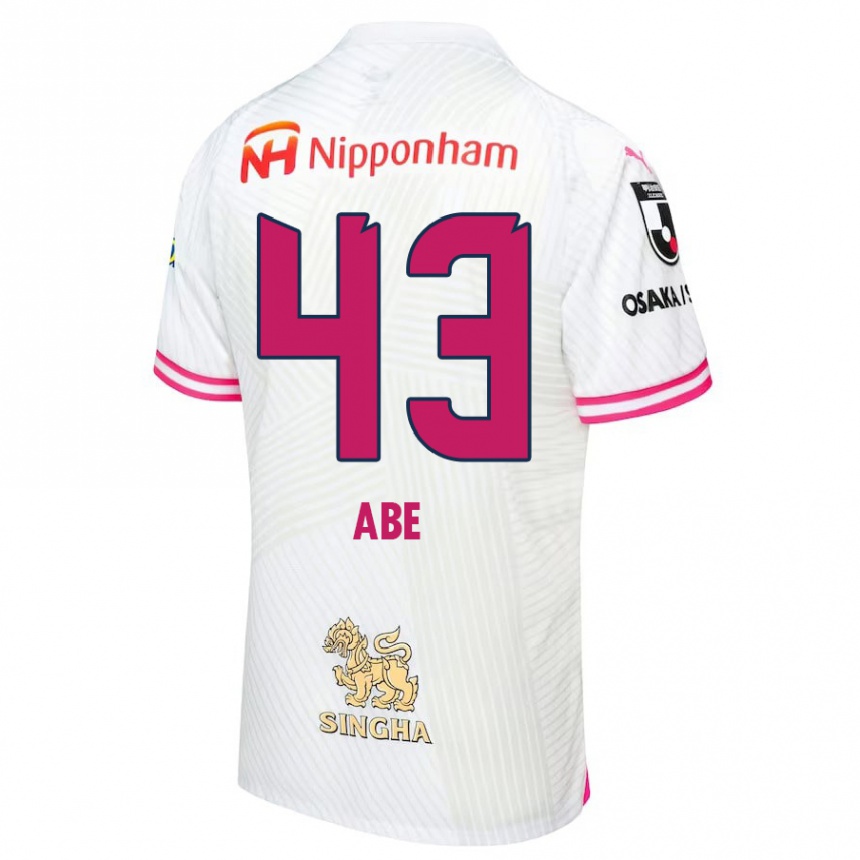 Men Football Yosei Abe #43 White Pink Away Jersey 2024/25 T-Shirt Za