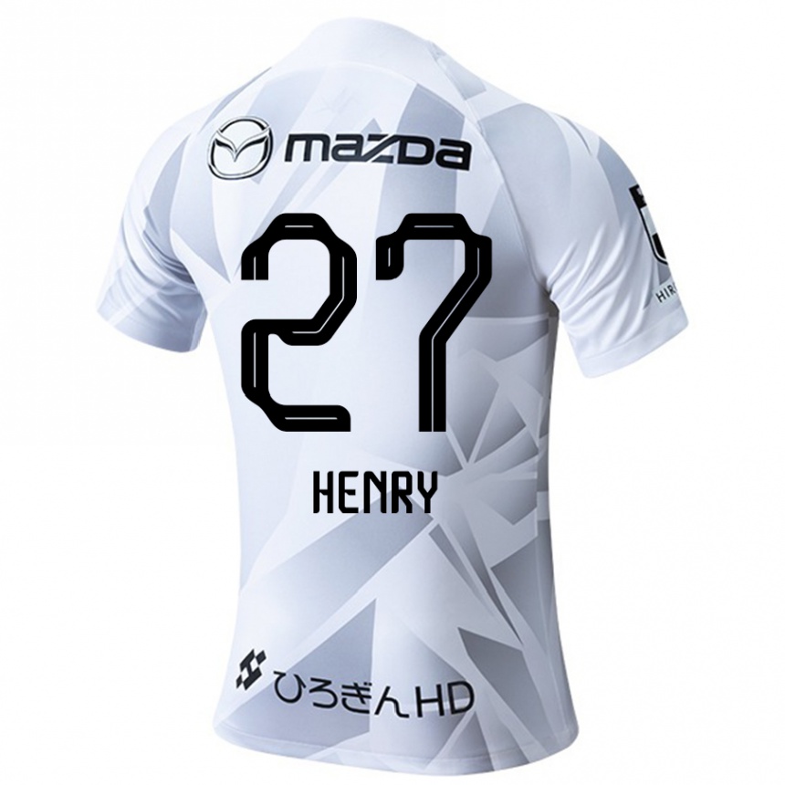 Men Football Osamu Henry Iyoha #27 White Grey Black Away Jersey 2024/25 T-Shirt Za