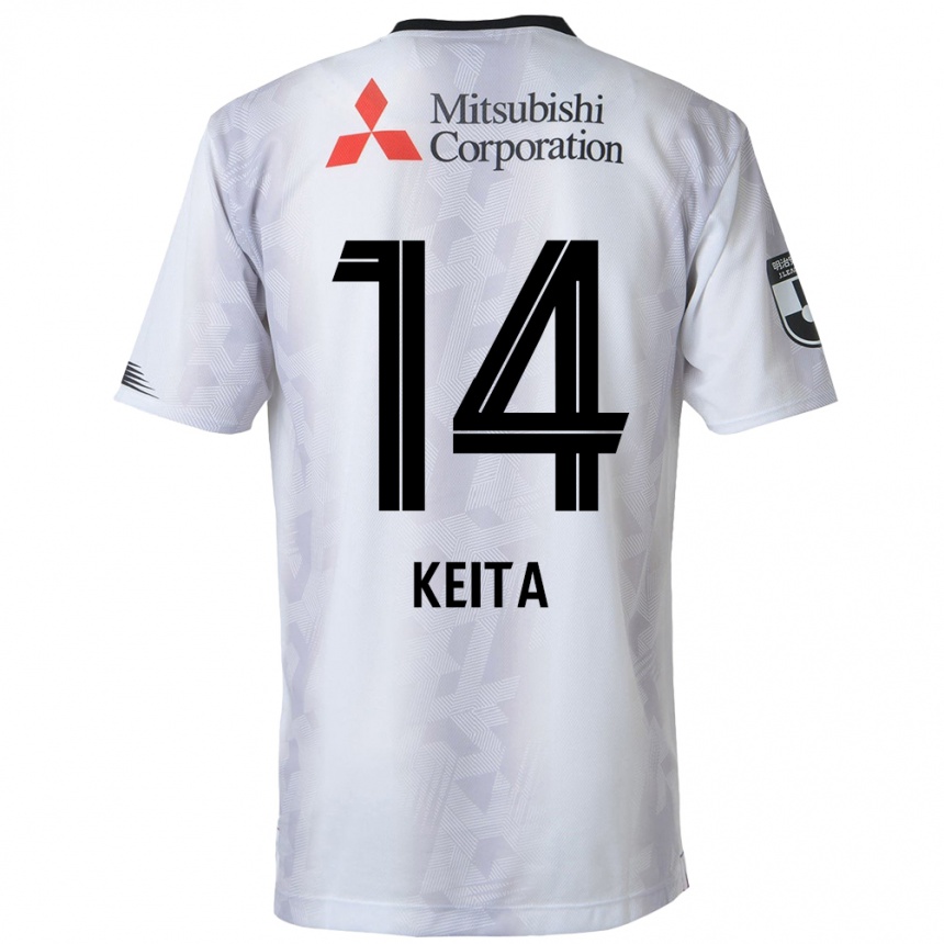 Men Football Keita Yamashita #14 White Black Away Jersey 2024/25 T-Shirt Za