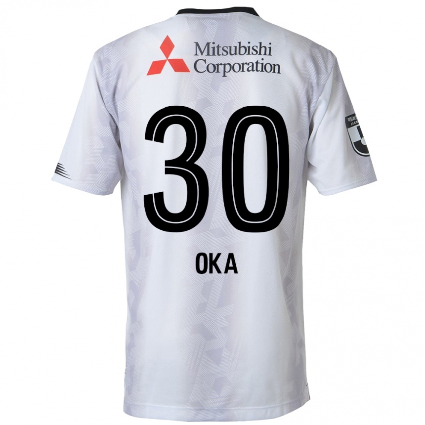 Men Football Teppei Oka #30 White Black Away Jersey 2024/25 T-Shirt Za