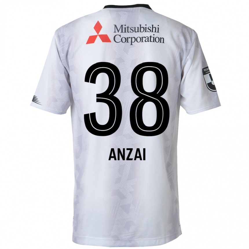 Men Football Soma Anzai #38 White Black Away Jersey 2024/25 T-Shirt Za