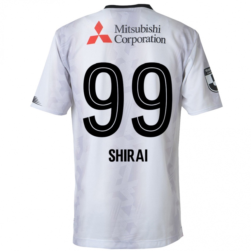 Men Football Kosuke Shirai #99 White Black Away Jersey 2024/25 T-Shirt Za