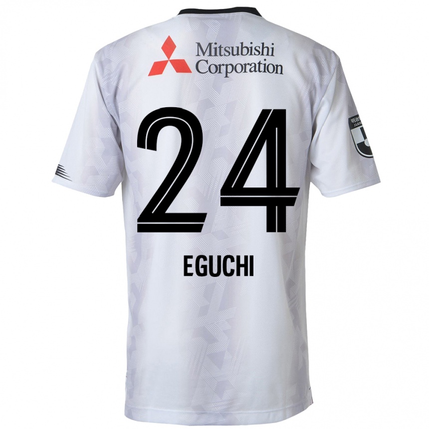 Men Football Kaito Eguchi #24 White Black Away Jersey 2024/25 T-Shirt Za