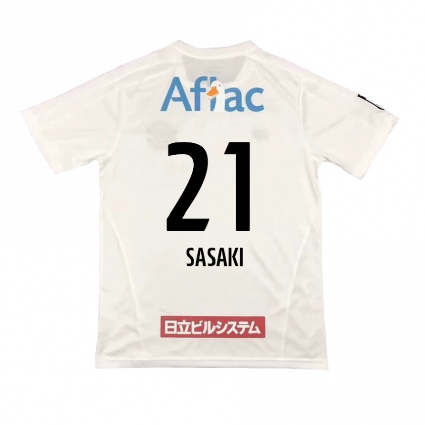 Men Football Masato Sasaki #21 White Black Away Jersey 2024/25 T-Shirt Za