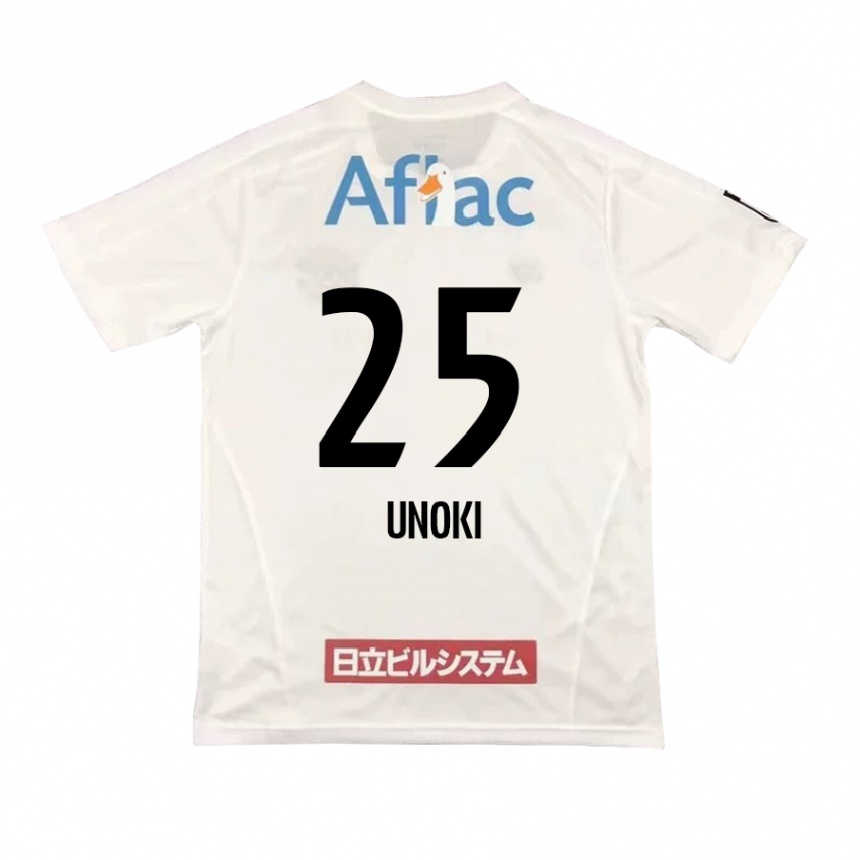 Men Football Fumiya Unoki #25 White Black Away Jersey 2024/25 T-Shirt Za