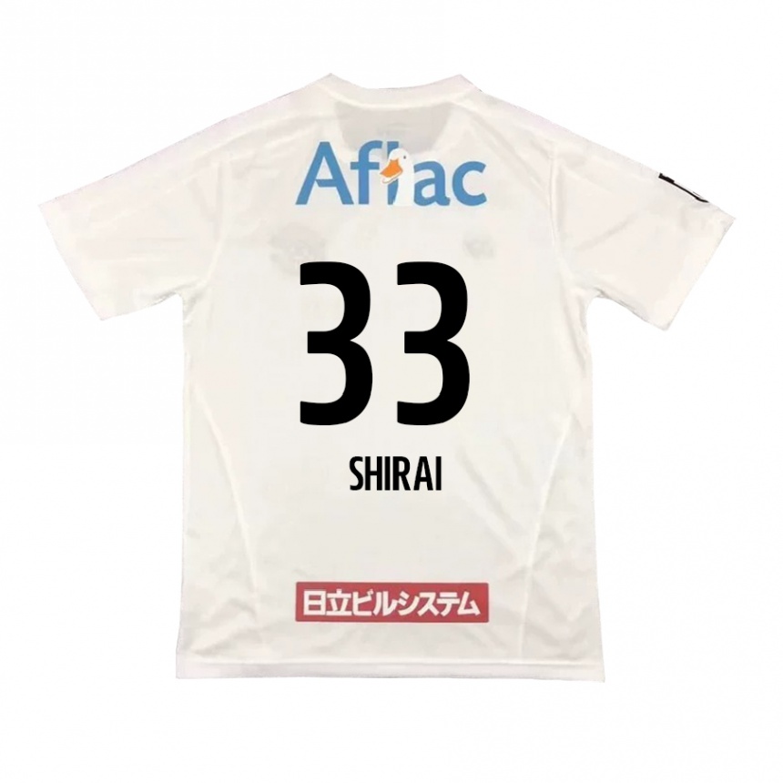 Men Football Eiji Shirai #33 White Black Away Jersey 2024/25 T-Shirt Za