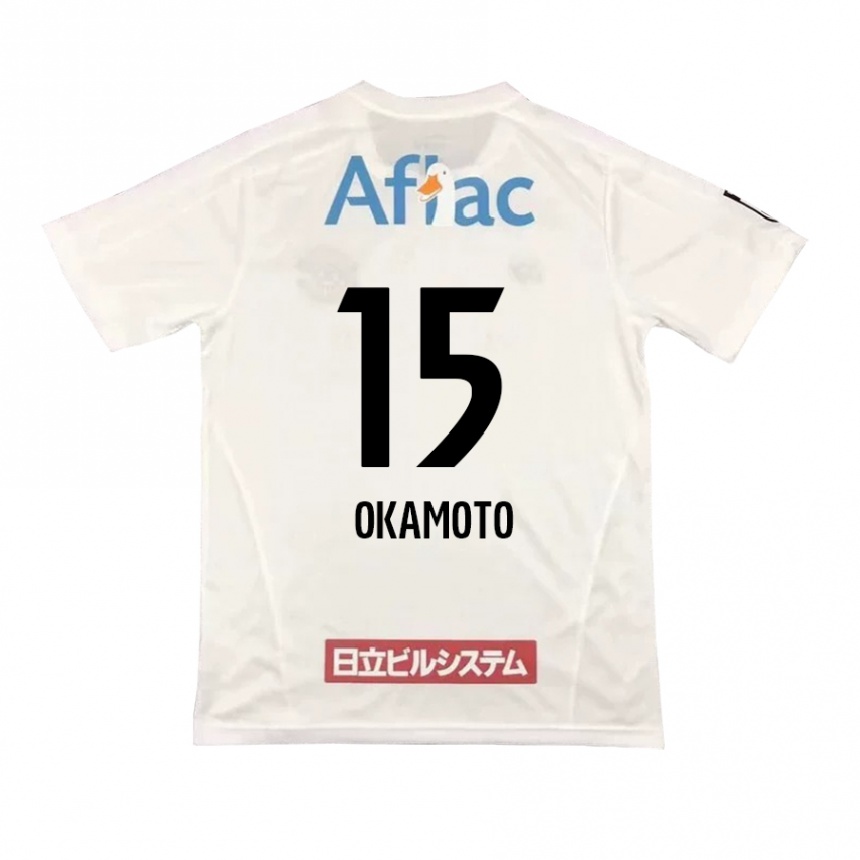 Men Football Ryoji Okamoto #15 White Black Away Jersey 2024/25 T-Shirt Za