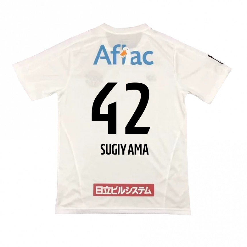 Men Football Shunnosuke Sugiyama #42 White Black Away Jersey 2024/25 T-Shirt Za