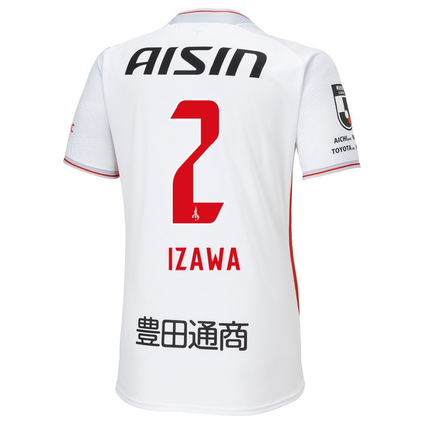 Men Football Shuto Izawa #2 White Yellow Red Away Jersey 2024/25 T-Shirt Za