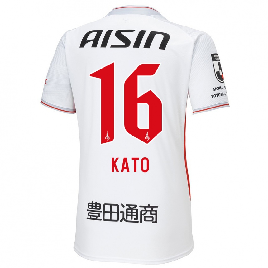 Men Football Naotaro Kato #16 White Yellow Red Away Jersey 2024/25 T-Shirt Za