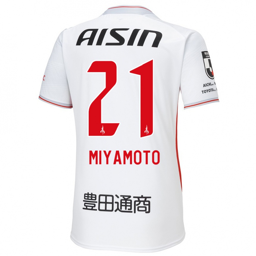 Men Football Kodai Miyamoto #21 White Yellow Red Away Jersey 2024/25 T-Shirt Za