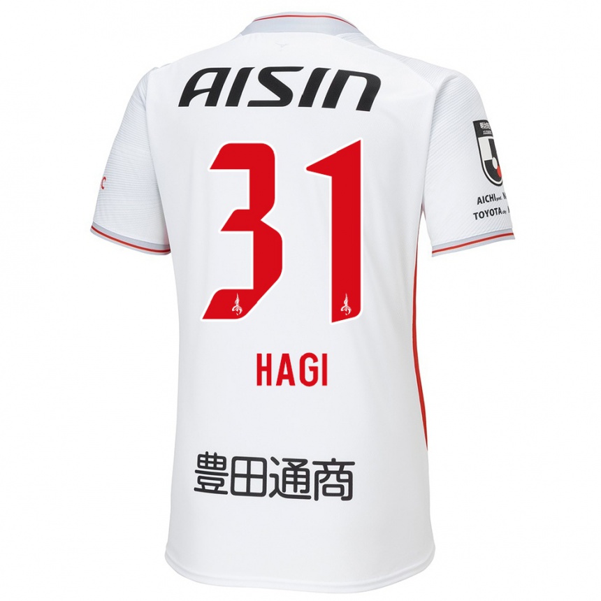 Men Football Hiroaki Hagi #31 White Yellow Red Away Jersey 2024/25 T-Shirt Za