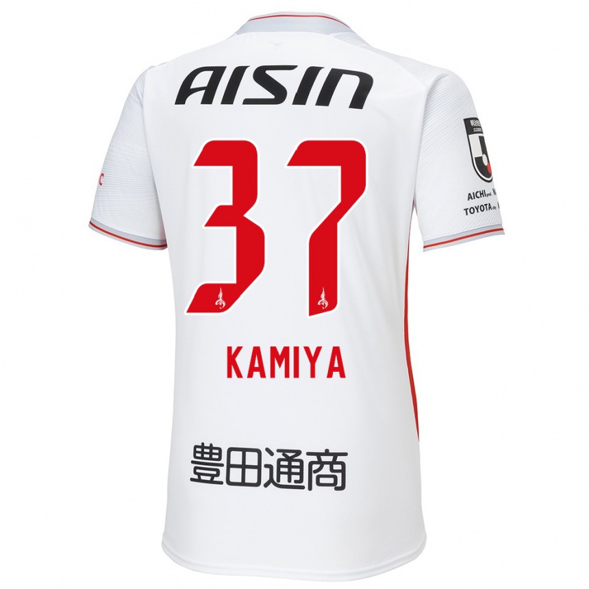 Men Football Kiichi Kamiya #37 White Yellow Red Away Jersey 2024/25 T-Shirt Za