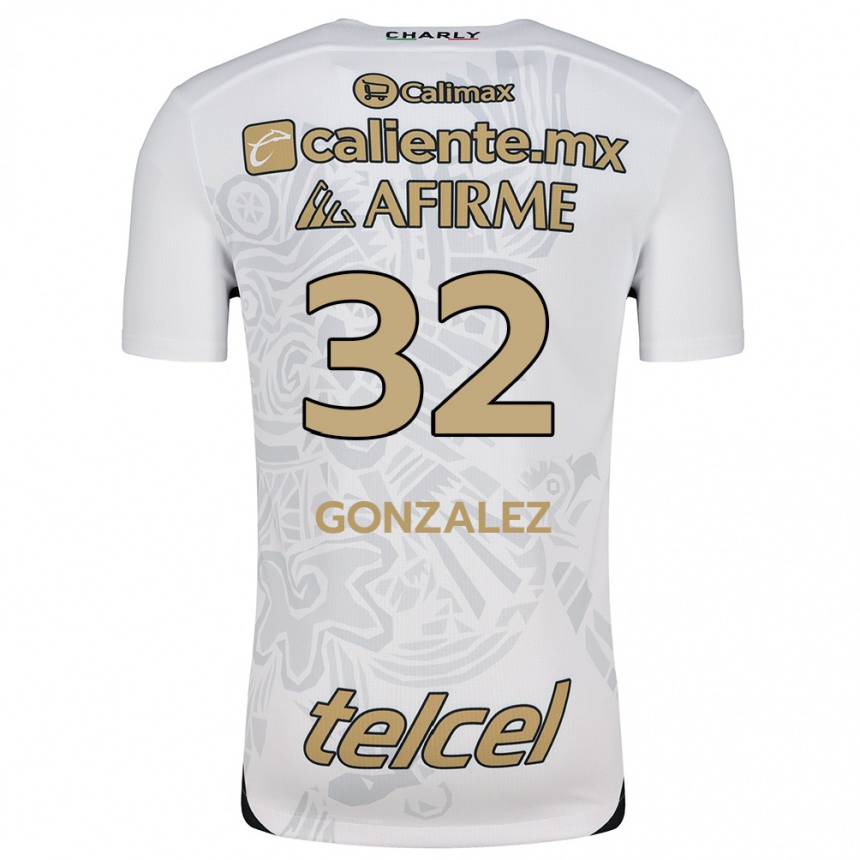 Men Football Carlos González #32 White Black Away Jersey 2024/25 T-Shirt Za