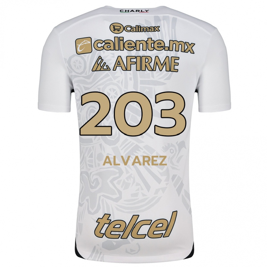 Men Football Jaime Álvarez #203 White Black Away Jersey 2024/25 T-Shirt Za