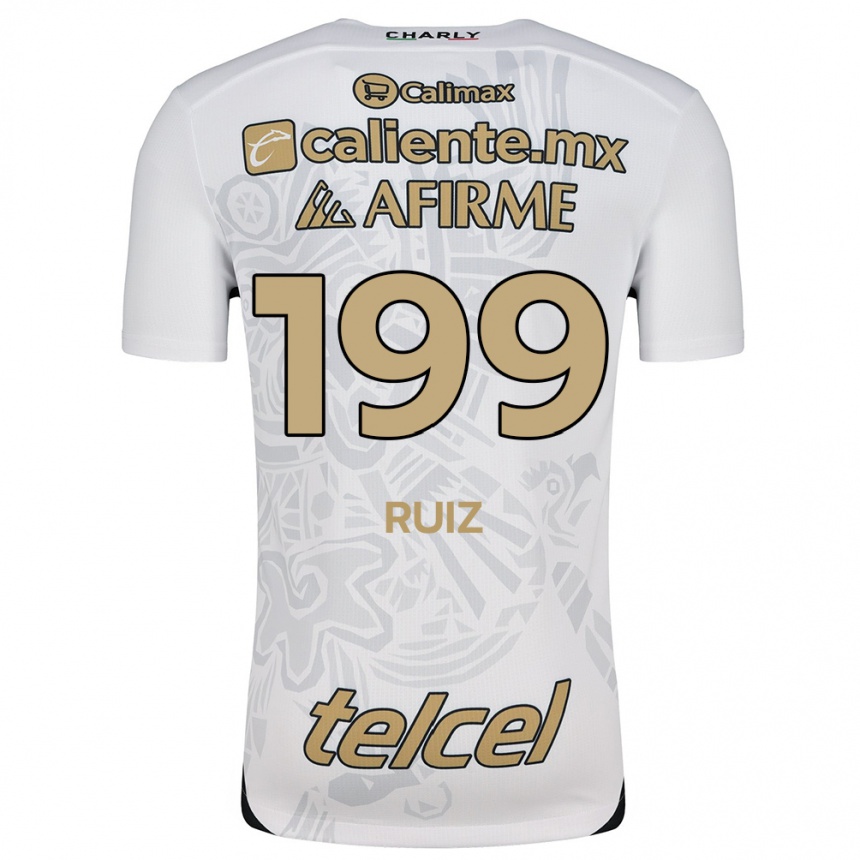 Men Football Emilio Ruiz #199 White Black Away Jersey 2024/25 T-Shirt Za