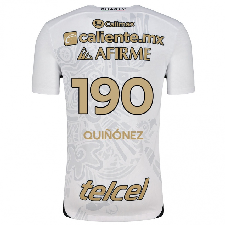 Men Football Martín Quiñónez #190 White Black Away Jersey 2024/25 T-Shirt Za