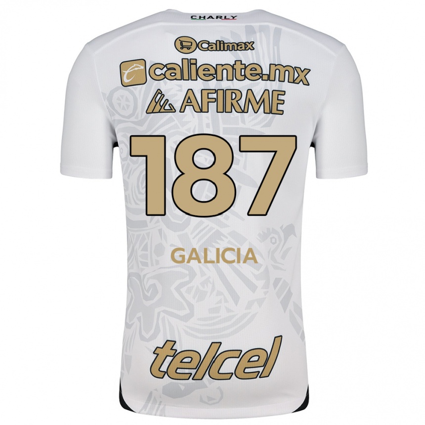 Men Football Carlos Galicia #187 White Black Away Jersey 2024/25 T-Shirt Za