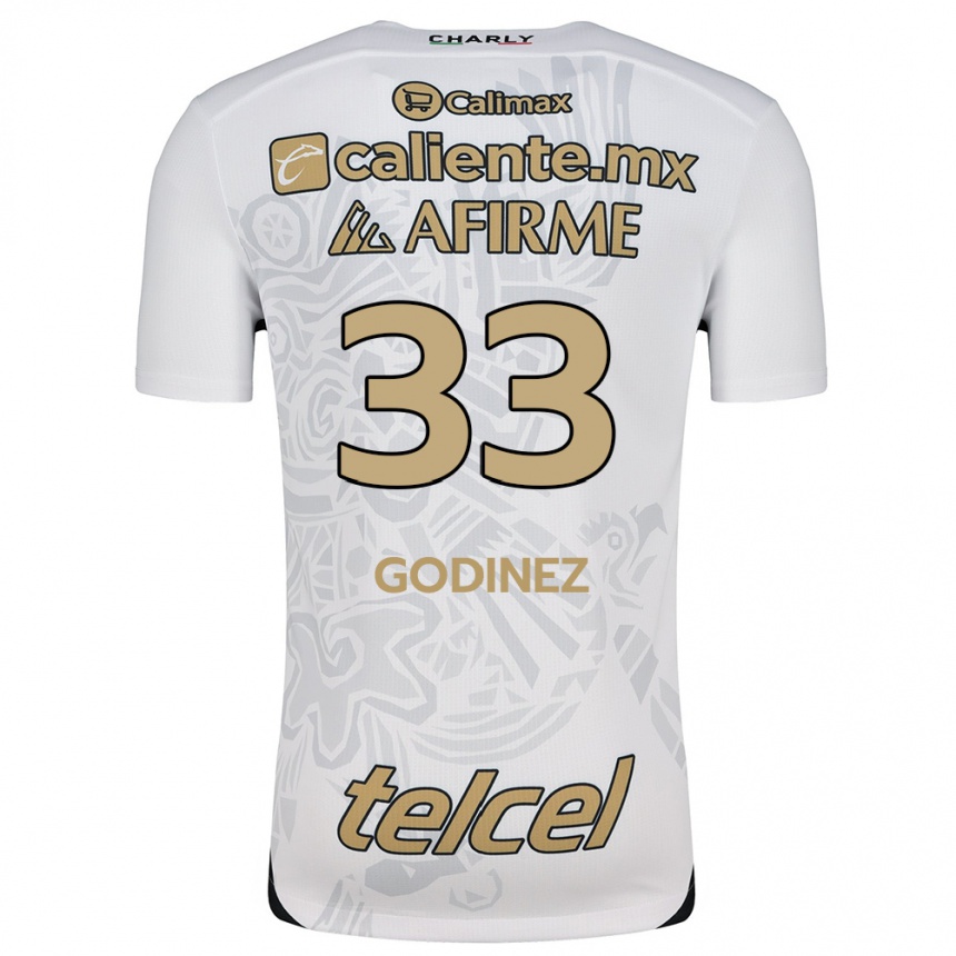 Men Football Rodrigo Godínez #33 White Black Away Jersey 2024/25 T-Shirt Za