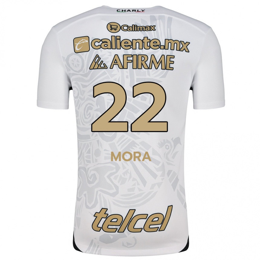 Men Football Bianca Mora #22 White Black Away Jersey 2024/25 T-Shirt Za