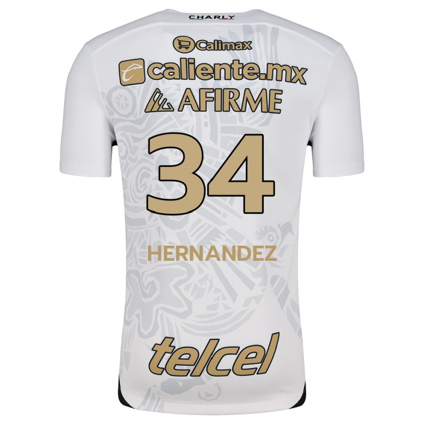 Men Football Kimberly Hernández #34 White Black Away Jersey 2024/25 T-Shirt Za