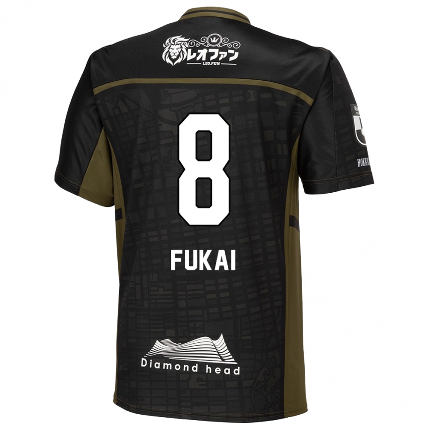 Men Football Kazuki Fukai #8 Black Green Away Jersey 2024/25 T-Shirt Za