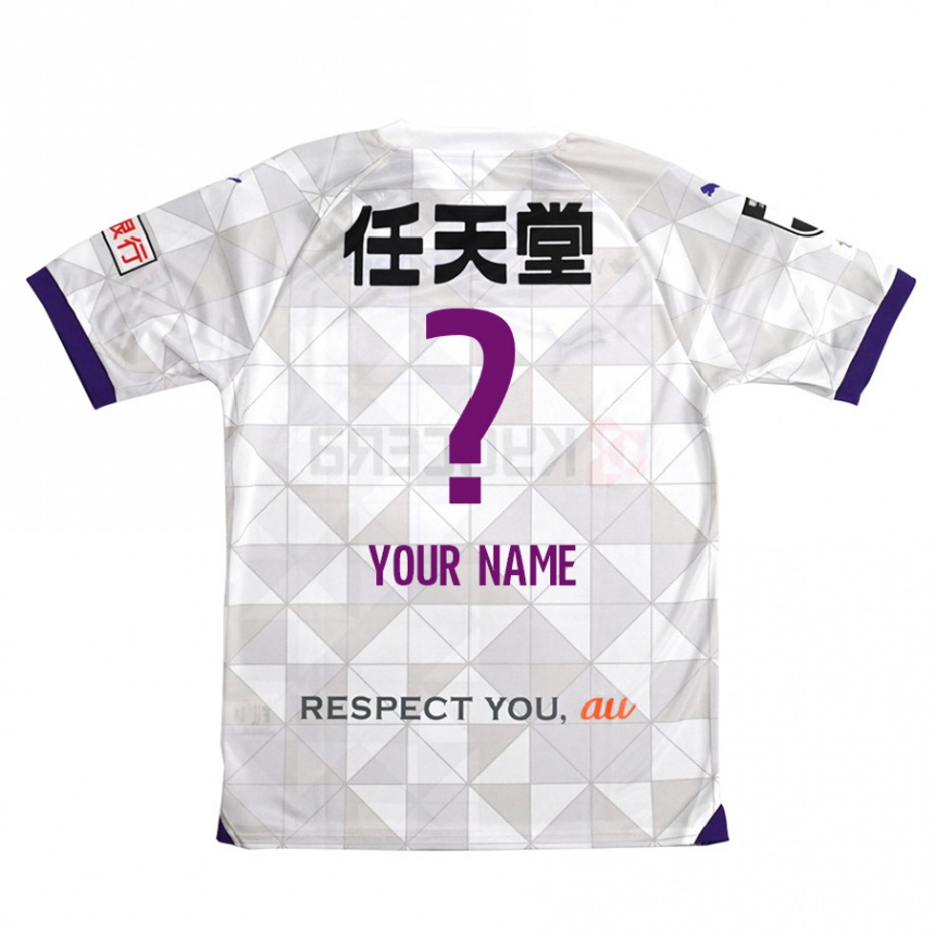 Men Football Your Name #0 White Purple Away Jersey 2024/25 T-Shirt Za